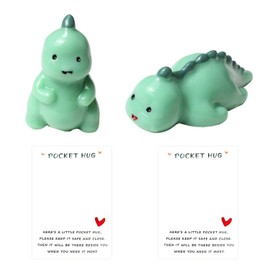 YSDYY 2 Pieces Mini Dinosaurs, Cute Dinosaur Ornaments, Resin Craft Decorations, Pocket Hugging Dinosaur Decorations, Dinosaur Resin Statues, Fun Gift Dinosaurs