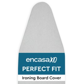 Encasa XO Ironing Board Cover and Pad 54"x15" - Thick 2mm Foam Padding, Drawstring Tightening & Lock, Heat Reflective, Scorch & Stain Resistant, Standard Large Ironing Board - Silver Premium