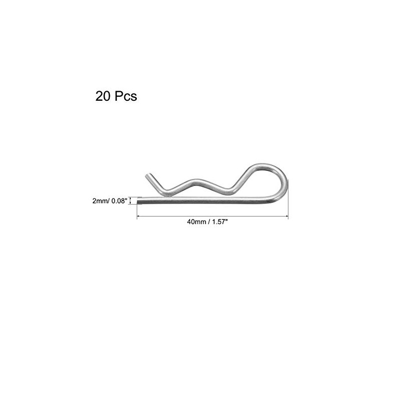 sourcing map Clip Pins 2mm Wire Carbon Steel 40mm Length