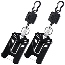 VANHVIS 2 Pack Retractable Badge Holder Keychain, Tactical ID Card Holder, Heavy Duty Carabiner Badge Reel with Key Ring for Keys ID Card