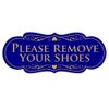 All Quality Designer Please Remove Your Shoes Thank You Sign - Blue/Gold Medium