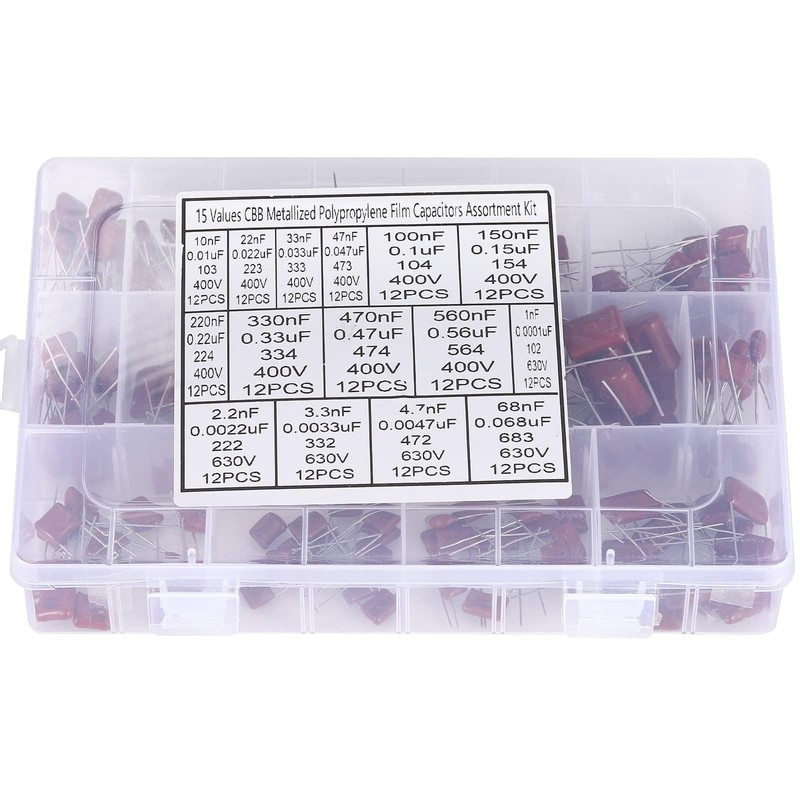 PENGLIN 180pcs CBB Metallized Polypropylene Film Capacitors Set Metallized Polyester
