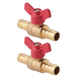 SING F LTD 2pcs 1/2" Brass Pex Ball Valve Shut Off Valve with Red Handle for 1/2" Pex Tubing Hot Cold Water
