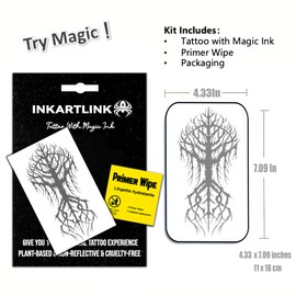 INKARTLINK Semi Permanent Tattoo, party tattoo, beautiful and realistic design, fun tattoo experience, cruelty-free, non-reflective, waterproof (Tree of Life 2)
