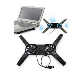 Mobee Ultra Küçük Katlanabilir Dizüstü Bilgisayar Soğutucu, Şık Tasarım, 2 Fan, USB Bağlantılı, Siyah Plastik Ayaklar