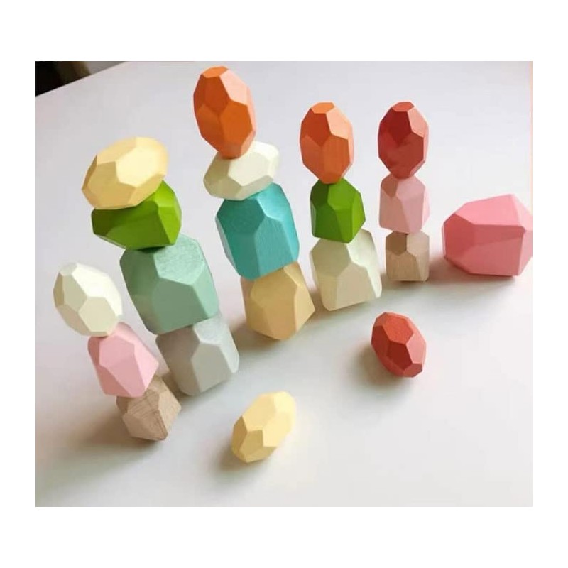 Colorful Stacking Stone Building Blocks Educational Toys Cognitive Old People