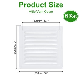 PATIKIL Attic Vent Cover 8 x 8 Inch, 2 Set Aluminum Alloy Gable Vent Grille, Screen Mesh, for Exterior Wall HVAC Kitchen Bathroom
