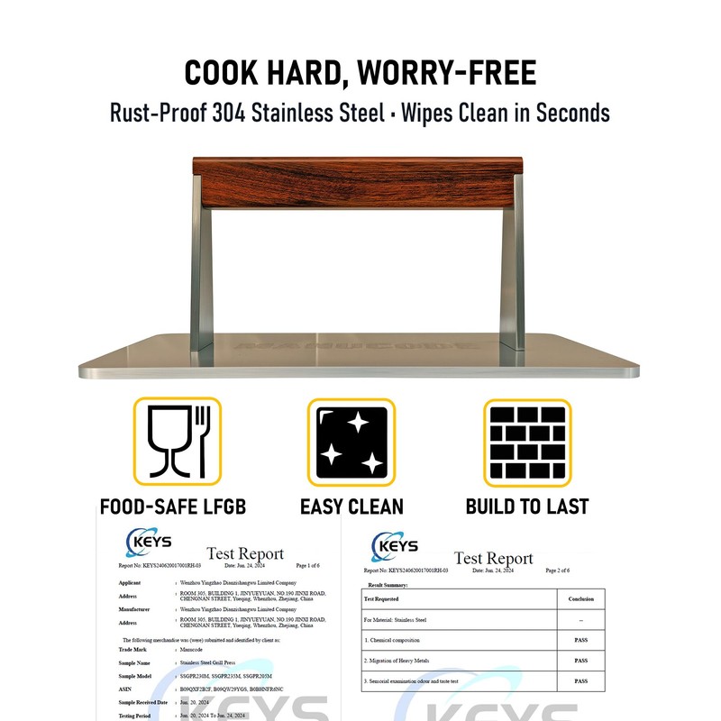 Manucode Stainless Steel Bacon Press - 3.2 LB Heavy Cooking