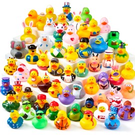 JOYIN 240 Pcs Rubber Ducks, Random Assortment Ducks Bulk with Mesh Carry Bag, Mini Rubber Duckies for Baby Bath Toys, Kids Toddler Summer Pool Toys Birthday Gifts Party Favors
