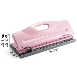 Officemate Adjustable 6-Hole Punch for Planners and Binders, 8 Sheet Capacity, Pink (90161)