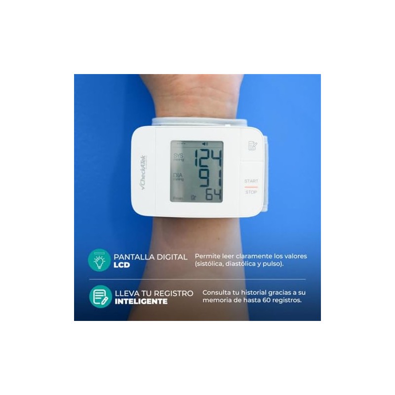 Checkatek BD-5 Baumanómetro Digital de Muñeca con Voz, Medición Automática