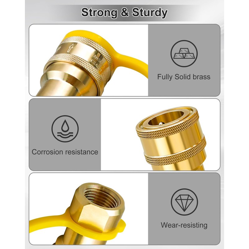 WMJNH 1/2 Inch Natural Gas Quick Connect Fittings Kit, Solid