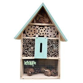 Mason Bee House Insect Hotel Wooden Hanging Garden Decoration Wood Bugs Room Shelter for Butterfly Ladybirds Beneficial Nests Box (tiffnay Blue, 15 * 10.3 * 4 inch)