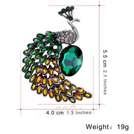FAIRYGATE Women's Brooches & Pins Rhinestone Brooch Peacock Lapel Pin Large Animal Birds Brooches with Sparkly Crystals for Women Ladies Party Weddings Outfits Bridal Birthday Gift B4412