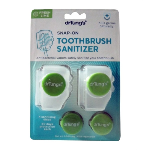 Dr. Tung's Snap-On Toothbrush Sanitizer 2 count (Pack of 2) - Assorted colors