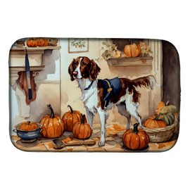 Caroline's Treasures DAC1754DDM Brittany Fall Kitchen Pumpkins Dish Drying Mat Absorbent Dish Drying Mat Pad for Kitchen Counter Dish Drainer Mat for Countertop, 14 x 21", Multicolor