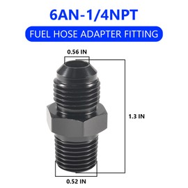 STPCTOU 6AN Male Flare to 1/4" NPT Pipe Fitting Adapter, Aluminum Straight 6AN to 1/4" NPT Male Hose Fitting Adapter for Automotive Replacement Fuel System Fittings(Black Anodized)