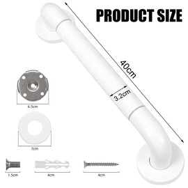 Shower Grab Bar Handle Anti-Slip Bath Grab Rail 40CM Shower Safety Handle Towel Rail Knurled Bathroom Balance Bar with Safety Luminous Circles for Elderly Injuried Disabled
