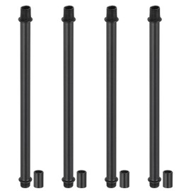 PATIKIL Straight Pipe Lamp Stems Rod Kit, 4Set M10 Carbon Steel 200mm(7.87") Long Double End Thread Rod with Coupling Nuts Sleeve Connector for Table Lamps Chandeliers, Black