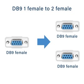 PNGKNYOCN DB9 Y Splitter Cable DB9 9 Pin 1 Female Al to 2 Female Rs232 Serial Splitter Adapter Straight-Through Cable for Connecting Various Serial Interface Devices 30 cm