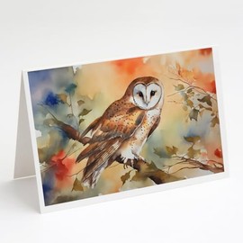 Caroline's Treasures DAC3182GCA7P Barn Owl Greeting Cards Pack of 8 Blank Cards with Envelopes Whimsical A7 Size 5x7 Blank Note Cards