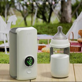 Rechargeable Baby Bottle Warmer 6Levels Temperature Adjustment with Temperature Display Breast Warmer Sleeve Feeding Accesso - Color: White