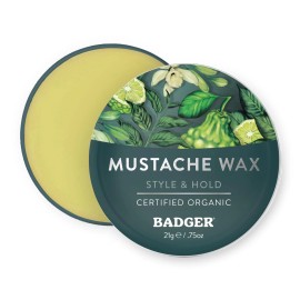 Badger Mustache Wax, Medium Hold, Light Masculine Scent, 75 Oz Tin