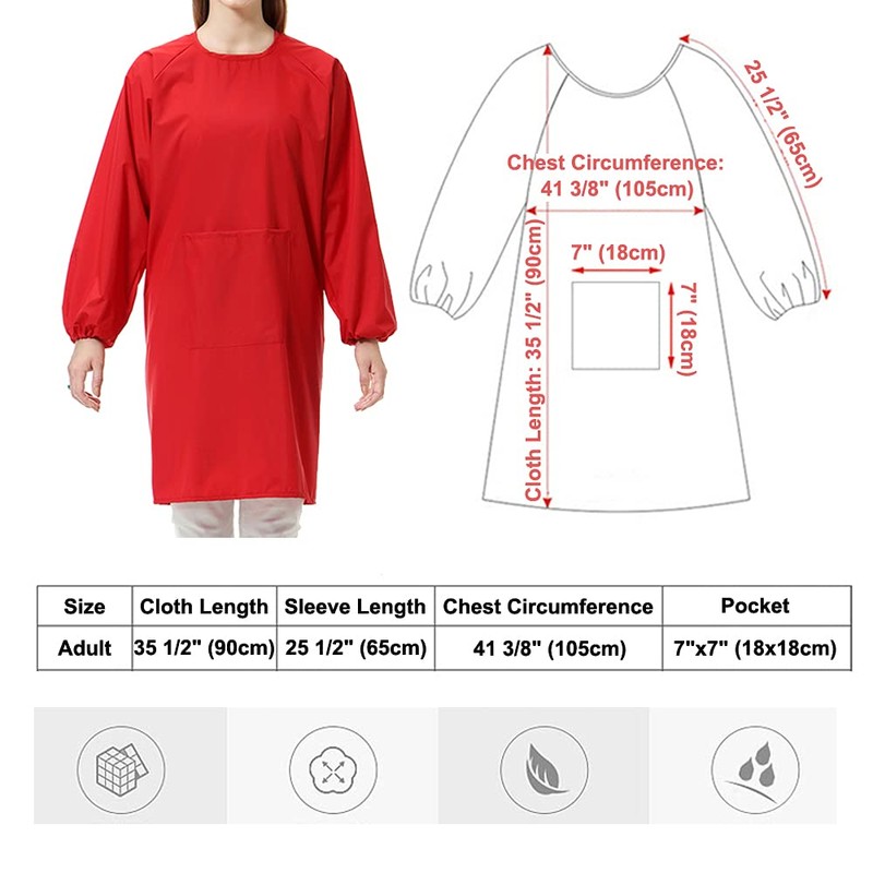 TopTie Long Sleeve Apron for Women Painting Apron Adult Painting