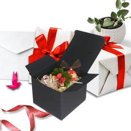 STRBOXONG Black Kraft Paper Gift Boxes, 80 x 80 x 80 mm, Small Empty Gift Boxes with Lids for Gifts, Cute Gift Boxes for Party, Wedding or Birthday (Pack of 25)