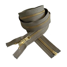 #5 Brass Metal YKK Medium Weight Inside/Outside Reversible Slide Jacket Zipper Separating (1 Zipper) - Tape Color: Greyish Olive #564W - Choose Your Length (Greyish Olive #564W, 9" Inches)