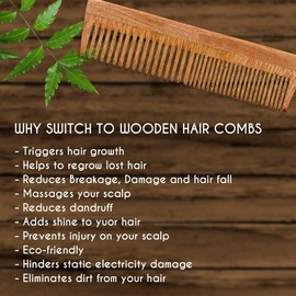 INSIME Wooden Pocket comb for men | Small Comb for women purse | Travel hair comb for men & women mini comb | Neem Wood Travel comb pocket kangi (Pack of 1)