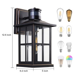 EIKESN Outdoor Motion Sensor Light, Black Exterior Wall Lighting Fixtures,Dusk to Dawn Motion Sensor Outdoor Lights, Waterproof Front Porch Light Lantern for Garage, Patio. (Black, 2 Pack)