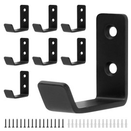 BATENGKEJI 8 Pcs Black Coat Hooks Wall Mounted, Metal Single Door Robe Wall Hooks for Hanging Clothes Coat Hat Bag Cup Key Hook, in Bedroom Bathroom Kitchen Living Room Hallway(Small)