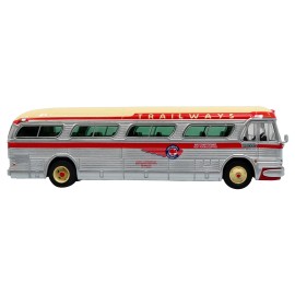 DCD 1959 for GM PD4104 Motorcoach Bus Continental Trailways Silver Cream Red Stripes Automatic Transmission Bus Motorcoach