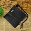 Le'aokuu Men's Genuine Leather Wallet Organiser Double Checkbook Wallet Pattern