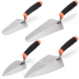YIMITEE 4 Pack 6" Masonry Hand Tool Set, Pointing Trowel Gauging Trowel Set with Rubber Grip, Carbon Steel Masonry Brick Trowels, Bricklaying Trowels for Concrete Cement Plaster Mortar Stucco Tile