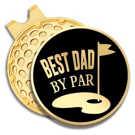 GEYGIE Best Dad by Par Black Gold Golf Ball Marker with Magnetic Hat Clip, Golf Accessories for Men, Golf Gift for Dad from Son Daughter, Retirement Birthday for Dad Golf Fan(C)