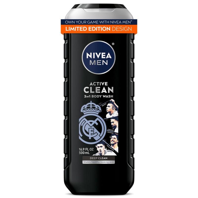 NIVEA MEN Active Clean Body Wash with Natural Charcoal for