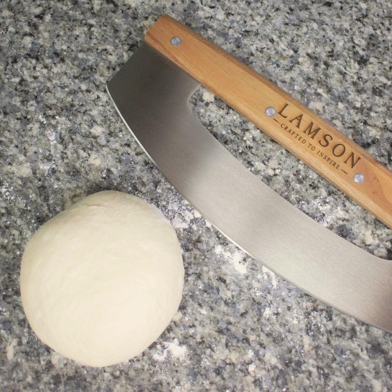 Lamson 14" Pizza Cutter and Rocker with Solid Walnut Handle