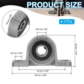 PATIKIL Pillow Block Bearing 3/8" / 10mm Bore, 2 Pcs Vertical Zinc Alloy Steel Mounted Flange Pillow Block Self Alignment Insert Bearings Bore Ball Housing for Machinery Power Agriculture