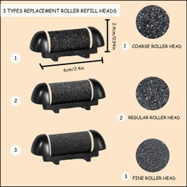 YQBFTC 6 Pcs Replacement Roller Refill Heads,for Scholl/Essy/ShoRan/Ratukal Pedi Foot File,Micro Pedicure Rollers for Callus Removal,Extra Coarse Regular Coarse Coarse 3 Each,with Cleaning Brush