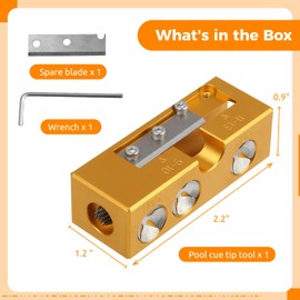 Homaisson 9-in-1 Aluminum Pool Cue Tip Repair Tool, Billiard Cur Tip Ferrule Tool, Cue Tip Tool for Polishing, Shaping, Cleaning & Trimming