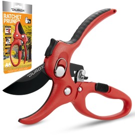 DURXO - Ratchet Pruning Shears, Garden Shears with Effort-Saving Device, Heavy Duty Anvil Hand Pruners with Replaceable Cutting Blade Design. Gardening Scissors. Garden Tools for Weaker Hands.