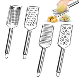 Diyxisk Reibe Edelstahl, 4 Stücke Verschiedene Typ Küchenreibe, Handgerät Gemüsereibe, Multifunktional Kartoffelreibe, Wird für Gemüse, Obst, Käse, Knoblauch und Ingwer Verwendet