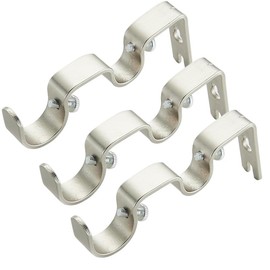 HaiFanWJ Curtain Roman Rod Double Rod Bracket Double Bent Base Bracket (Silver, 3 Pieces)