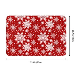 Jbofyee Winter Snowflakes Red Bath Mat Non-Slip Soft Microfiber Bathroom Rugs Washable Bathmat, Carpet Rug Entryway Christmas Decor for Tub Shower Room Floor, 24x16 Mat