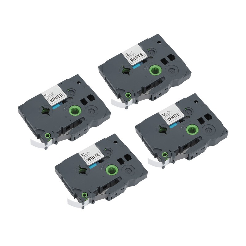 4Pcs Label Tape 12mm Waterproof Black On White Label Maker