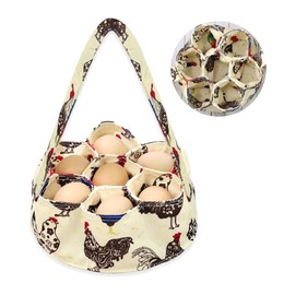 Ziyonix Egg Collection Basket, Mini Egg Collection Basket with 7 Bags, Durable Canvas Egg Baskets, Portable Egg Collection Bags for Chicken Coop, Fresh, Chickens, Duck, Goose Eggs, Housewife Gift, 20