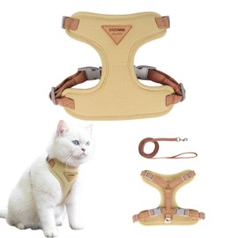 Generic Escape-Proof Cat Harness and Leash Set - Adjustable and Comfortable - Ideal for Walking Cat Outdoors - Fits Kittens, Medium, and Large Cats (Beige, S)