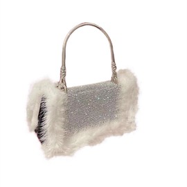 Fashion Velvet Evening Clutch with Elegant Crystal Handle Mini Shoulder Bag Crossbody Bag, Black